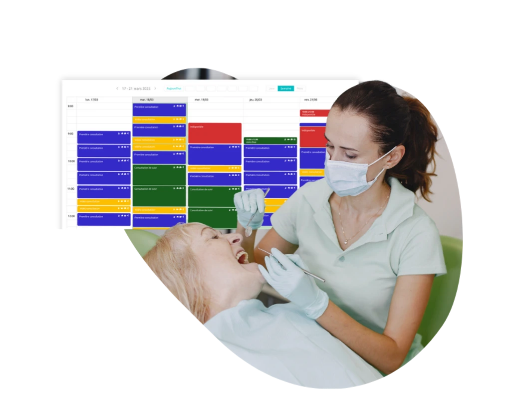 View of a dentist's appointment book